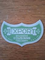 Oud bieretiket brouwerij Cousinne Froyennes export, Collections, Enlèvement ou Envoi, Comme neuf