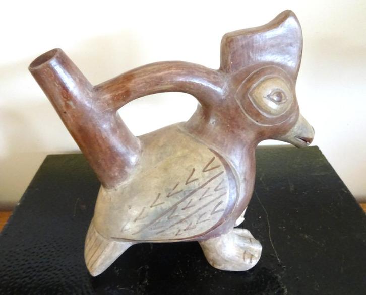 Zeldzaam: kruik vogel handgemaakte replica Mochica aardewerk, Antiek en Kunst, Kunst | Niet-Westerse kunst, Ophalen of Verzenden