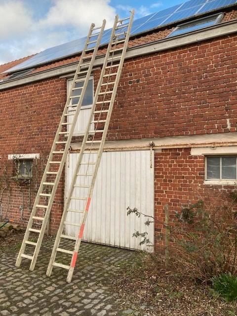houten ladder, Doe-het-zelf en Bouw, Ladders en Trappen, Gebruikt, Ladder, 4 meter of meer, Opvouwbaar of Inschuifbaar, Ophalen