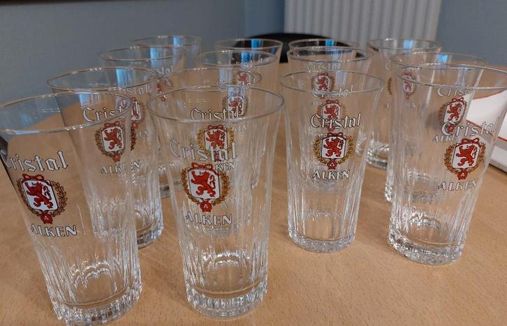Lot van 14 Vintage bierglazen Cristal Alken, Collections, Marques de bière, Comme neuf, Verre ou Verres, Autres marques, Enlèvement