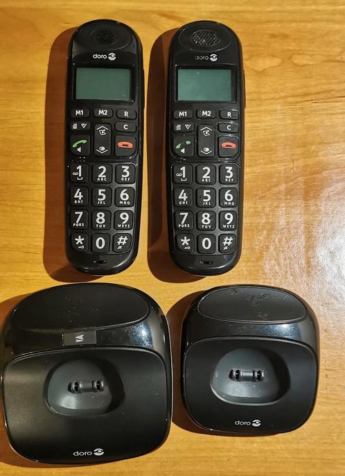Téléphone fixe sans fil Doro w200 duo, 2 tél et stations, Télécoms, Téléphones fixes | Combinés & sans fil, Comme neuf, 2 combinés