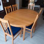 Complete eetkamer (uitschuifbare tafel en 6 stoelen), Ophalen, Gebruikt, 4 tot 6 stoelen