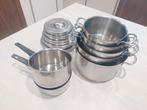 Set Sartel 18-8 RVS kookpotten, steelpannen en deksels, Ophalen, Inox, Gebruikt, Keramische plaat