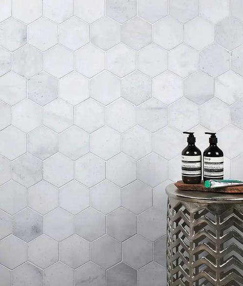 Bianco Carrara C Hexagon 22.5x37x1cm mat, Doe-het-zelf en Bouw, Tegels, Nieuw, Vloertegels, Marmer, 20 tot 40 cm, 20 tot 40 cm