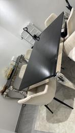 moderne eettafelset met bijzettafel en 6 stijlvolle stoelen, Huis en Inrichting, Tafels | Salontafels, Ophalen, Zo goed als nieuw