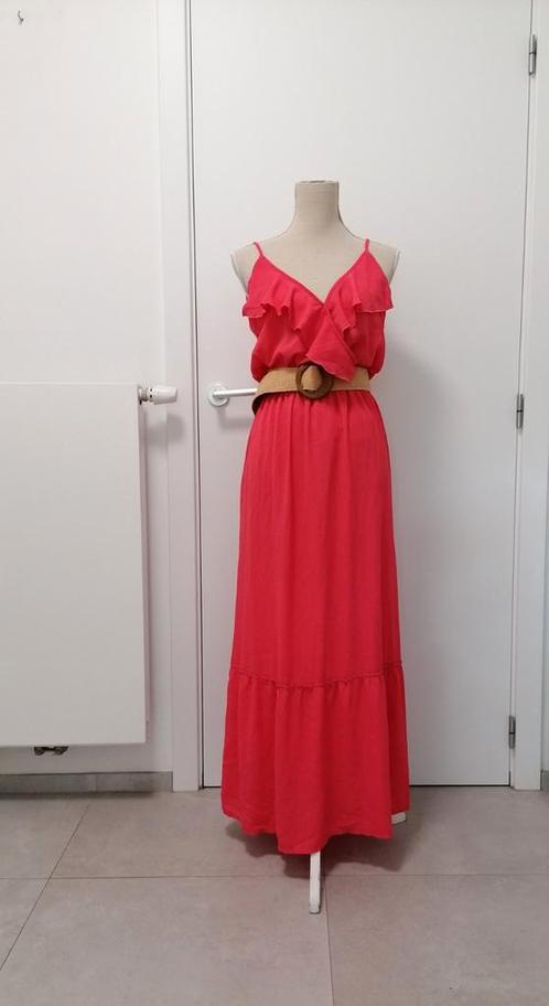 Lange jurk, koraal kleur van Cache cache, mt 42, Kleding | Dames, Jurken, Zo goed als nieuw, Maat 42/44 (L), Onder de knie, Ophalen of Verzenden
