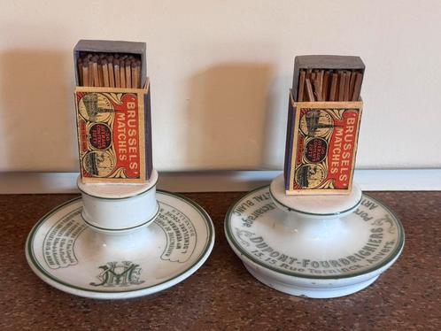 2 oude antieke reclame luciferhouders jaren 20 Antwerpen, Antiek en Kunst, Curiosa en Brocante, Ophalen