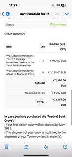 EXCHANGE 4x w2 1 P magnificent green for regular MG tickets, Drie personen of meer