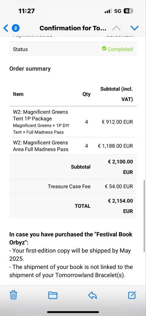 EXCHANGE 4x w2 1 P magnificent green for regular MG tickets, Tickets en Kaartjes, Evenementen en Festivals, Drie personen of meer
