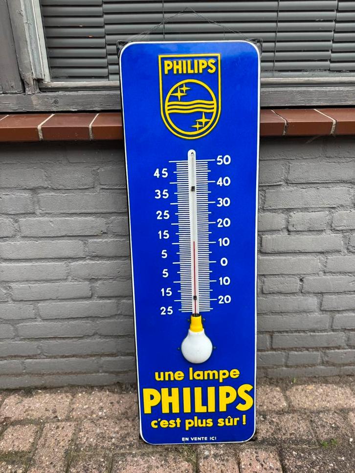 PHILIPS emaille reclame thermometer, Verzamelen, Merken en Reclamevoorwerpen, Gebruikt, Reclamebord, Ophalen