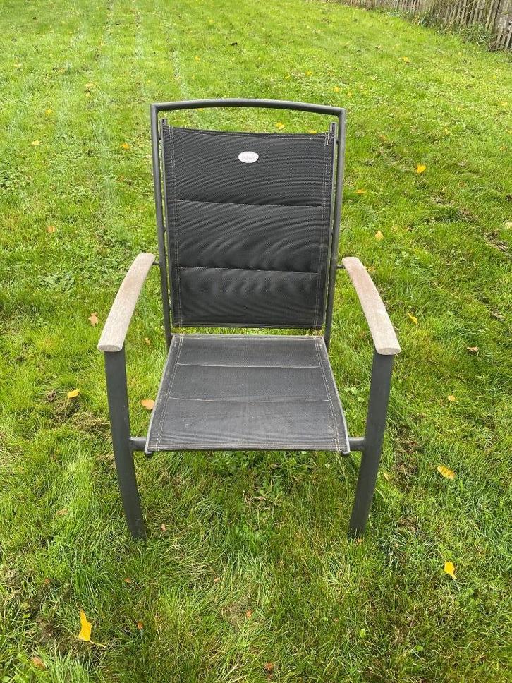 Set van Hartman tuinstoelen – zwart, aluminium, goede staat, Tuin en Terras, Tuinstoelen, Gebruikt, Aluminium, Stapelbaar, Ophalen