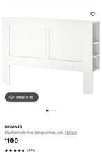 Ikea bed BRIMNES Hoofdeinde met bergruimte, Huis en Inrichting, Ophalen, Wit, 140 cm, Zo goed als nieuw