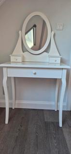Witte make-up tafel met spiegel, Enlèvement, Comme neuf, Bois