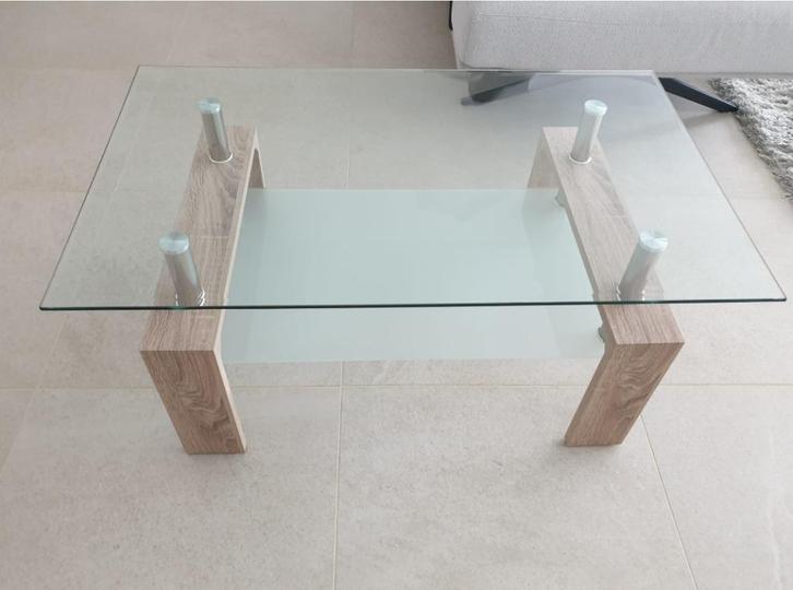 Salontafel, Huis en Inrichting, Tafels | Salontafels, Zo goed als nieuw, Minder dan 50 cm, 50 tot 100 cm, Glas, Ophalen