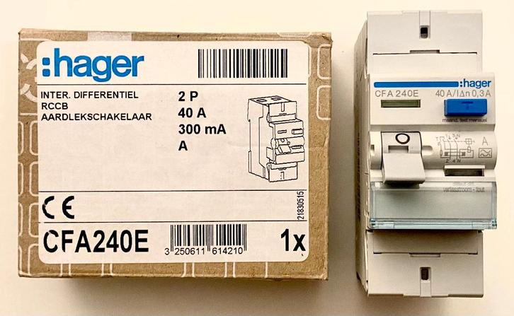 Disjoncteur à courant résiduel Hager CFA240E, Bricolage & Construction, Électricité & Câbles, Neuf, Autres types, Enlèvement ou Envoi
