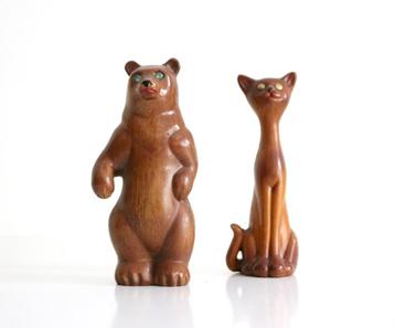 Vintage holle houten figuren jaren 50/60 beschikbaar voor biedingen