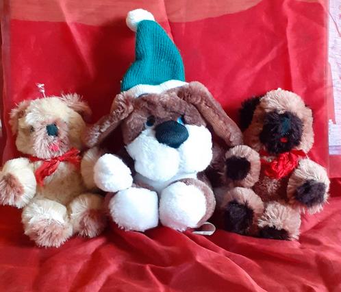 Ensemble de 3 peluches oursons et chien, Collections, Ours & Peluches, Utilisé, Enlèvement ou Envoi