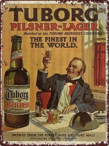 Reclamebord vintage Tuborg - mancave poolhouse nieuw beschikbaar voor biedingen