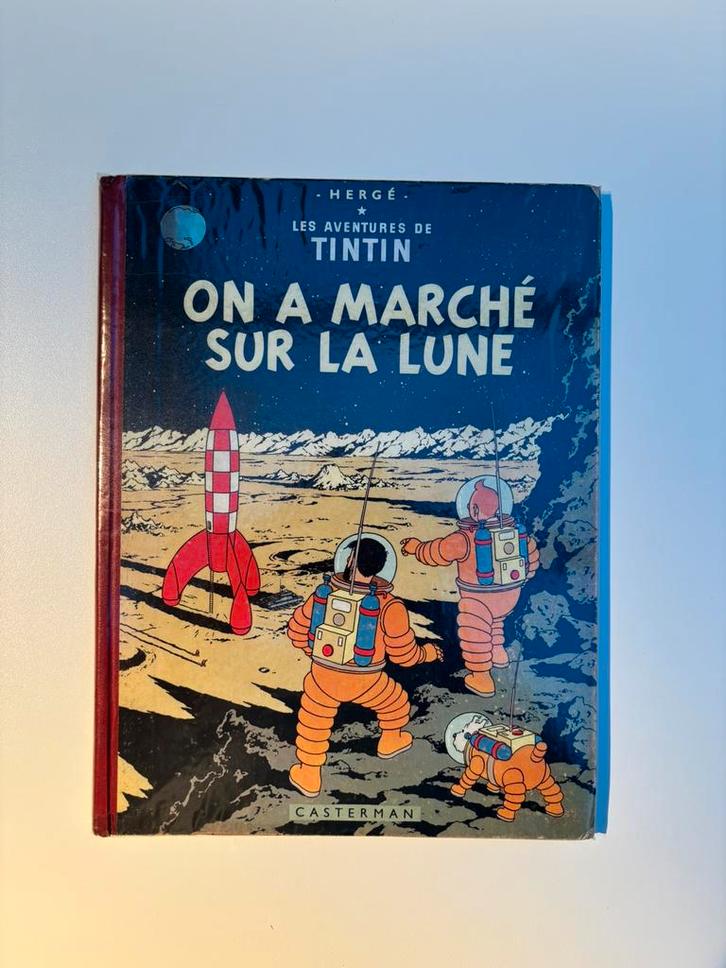 druk 1955 b12 Tintin On a marche sur la lune, Boeken, Stripverhalen, Gelezen, Eén stripboek, Ophalen of Verzenden