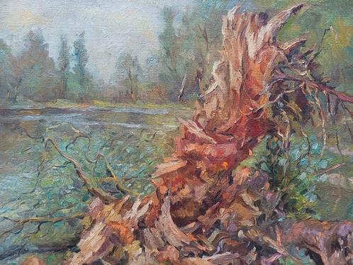 DOEK MET SCHILDERIJ M.VAN DEN BEMPT, Antiek en Kunst, Kunst | Schilderijen | Klassiek, Ophalen of Verzenden