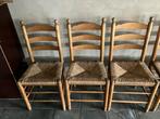 6 eiken stoelen met rieten zitting, Ophalen, Zo goed als nieuw