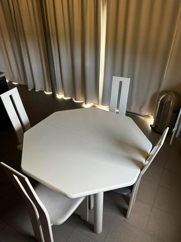 Uitschuifbare tafel en 4 design stoelen beschikbaar voor biedingen