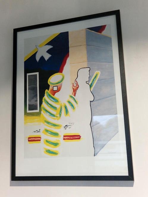R. Raveel ,  de schepping van de vrouw met spiegel ingewerkt, Antiek en Kunst, Kunst | Litho's en Zeefdrukken, Ophalen