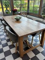 Eettafel in OUDE EIK 2.2m lang x99cmbreed,6-8 personen., Huis en Inrichting, Tafels | Eettafels, Ophalen, Gebruikt, Eikenhout