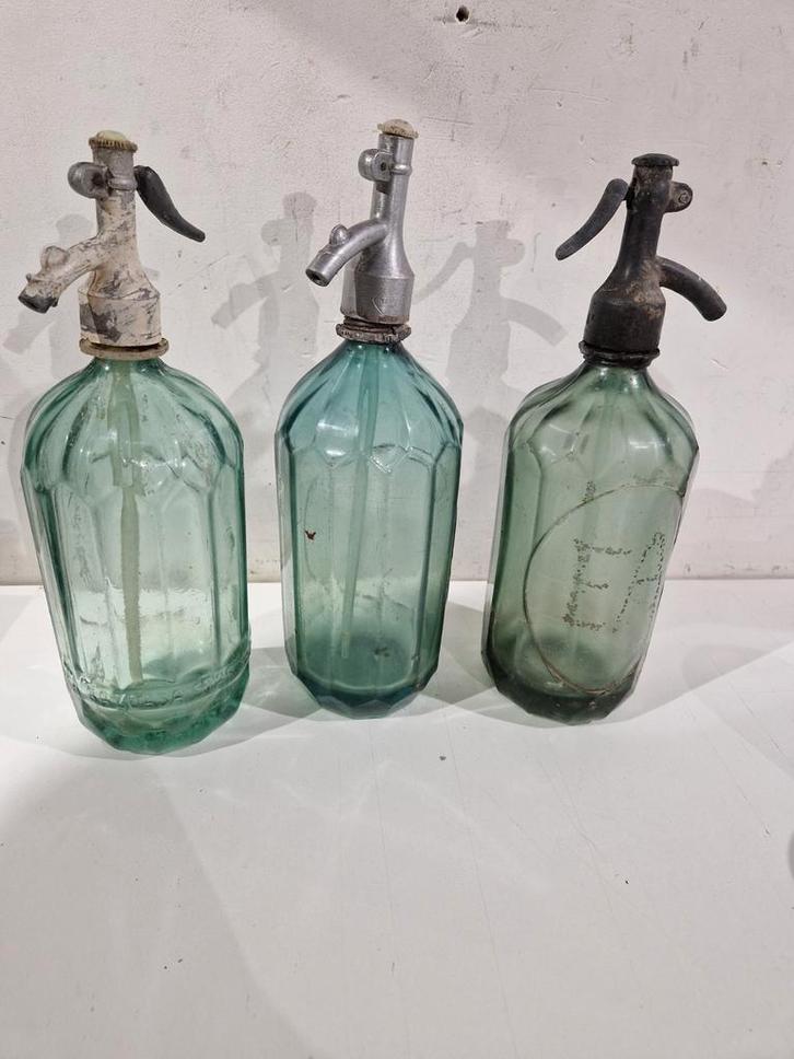 Set van 3 Romanian Seltzer en Turda fles Soda , sifonfles, Antiek en Kunst, Antiek | Glaswerk en Kristal, Ophalen of Verzenden