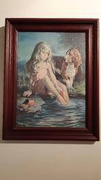 Romantische canvasprint in houten kader, Enlèvement, Comme neuf, Imprimé