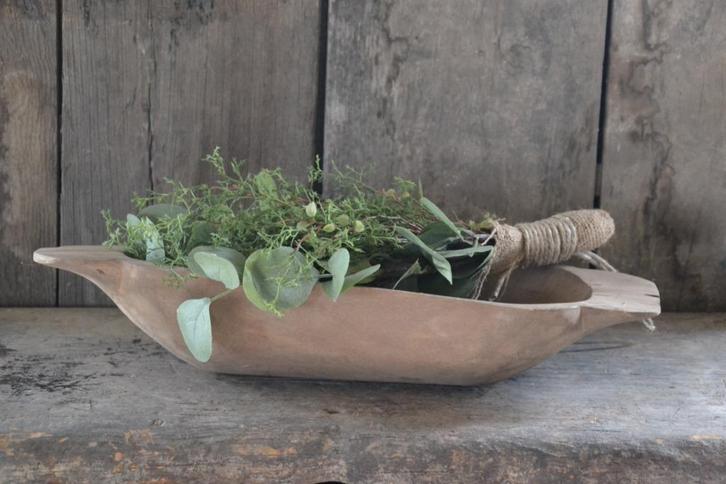 Authentieke rustieke trog, Huis en Inrichting, Woonaccessoires | Schalen en Manden, Nieuw, Schaal, Ovaal, Hout, Ophalen of Verzenden