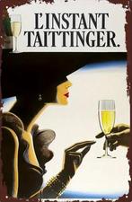Panneau pub Taittinger en métal champagne - vintage Mancave, Enlèvement ou Envoi, Comme neuf, Panneau publicitaire