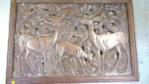 groot gesneden houten schilderij, Antiek en Kunst, Kunst | Beelden en Houtsnijwerken, Ophalen of Verzenden