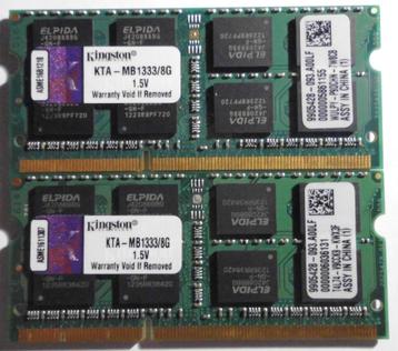 Kit 2 x 8  Gb DDR3 à 1333 Mhz