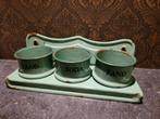 Zand en soda, groen email set, Antiek en Kunst, Antiek | Email, Ophalen