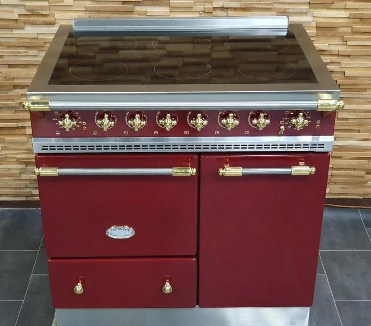 🔥Luxe Fornuis Lacanche 90cm INDUCTIE bordeaux rood messing, Elektronische apparatuur, Fornuizen, Zo goed als nieuw, Vrijstaand