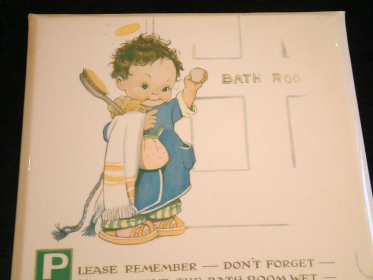 Mabel Lucie Attwell badkamerdecoratie - jaren 50, Huis en Inrichting, Badkamer | Badkamermeubels, Gebruikt, Overige typen, Minder dan 100 cm