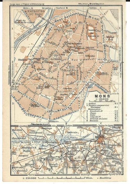 1931 - Mons - plan de la ville, Livres, Atlas & Cartes géographiques, Enlèvement ou Envoi