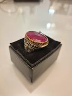 Zwaar Zilveren heren ring Turkse met roden steen, Handtassen en Accessoires, Ringen, Ophalen of Verzenden, Zilver, Zilver