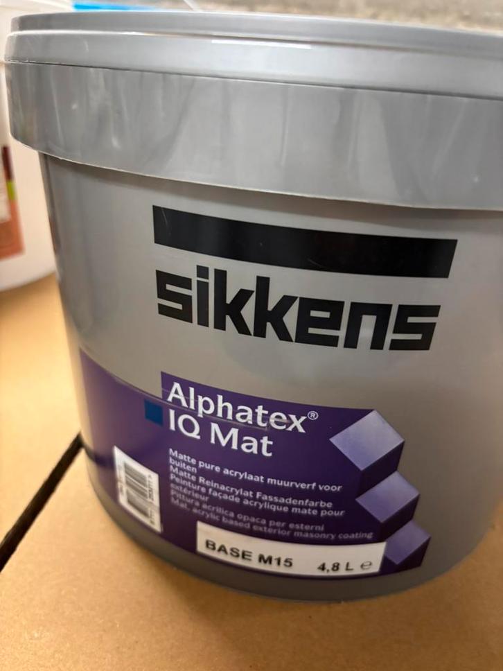 Sikkens Alphatex IQ mat grijze muurverf 5liter, Doe-het-zelf en Bouw, Verf, Beits en Lak, Nieuw, Verf, 5 tot 10 liter, Grijs, Ophalen