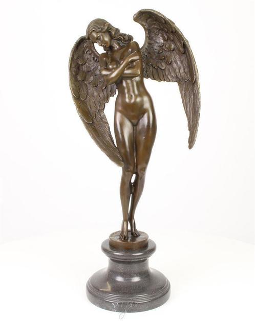 brons beeld vrouw met vrleugels, Antiquités & Art, Art | Sculptures & Bois, Enlèvement ou Envoi