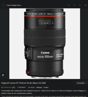 objectif Canon 100mm IS f/2.8 L USM