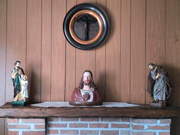 Buste Jezus, 2x Heilige Jozef en spreukbord beschikbaar voor biedingen