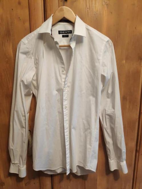 Wit hemd skin fit Genti, Kleding | Heren, Overhemden, Zo goed als nieuw, Wit, Ophalen of Verzenden