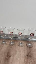 4 Frambozen St Louis glazen ., Enlèvement ou Envoi, Comme neuf