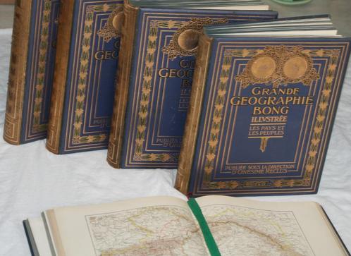 Grande Geographie Bong illustree 1914 - 5 delen, Antiquités & Art, Antiquités | Livres & Manuscrits, Enlèvement ou Envoi