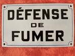Plaque émaillée DEFENSE DE FUMER, Collections, Enlèvement ou Envoi, Utilisé, Panneau publicitaire
