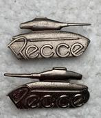 Kenteken, Set vn 2x L+R Verkenng. Escadron RECCE (Zilver kl), Embleem of Badge, Ophalen of Verzenden, Landmacht