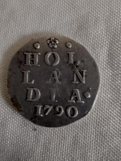 Holland Dubbele Wapen Stuiver MUNT 1790, Postzegels en Munten, Munten | Europa | Niet-Euromunten, Losse munt, Overige landen, Zilver
