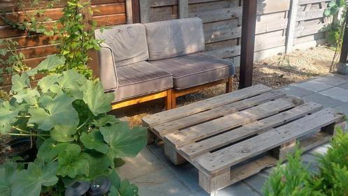 Tuinbank 2 pers en tuintafel op wieltjes, Tuin en Terras, Tuinsets en Loungesets, Gebruikt, Bank, Ophalen